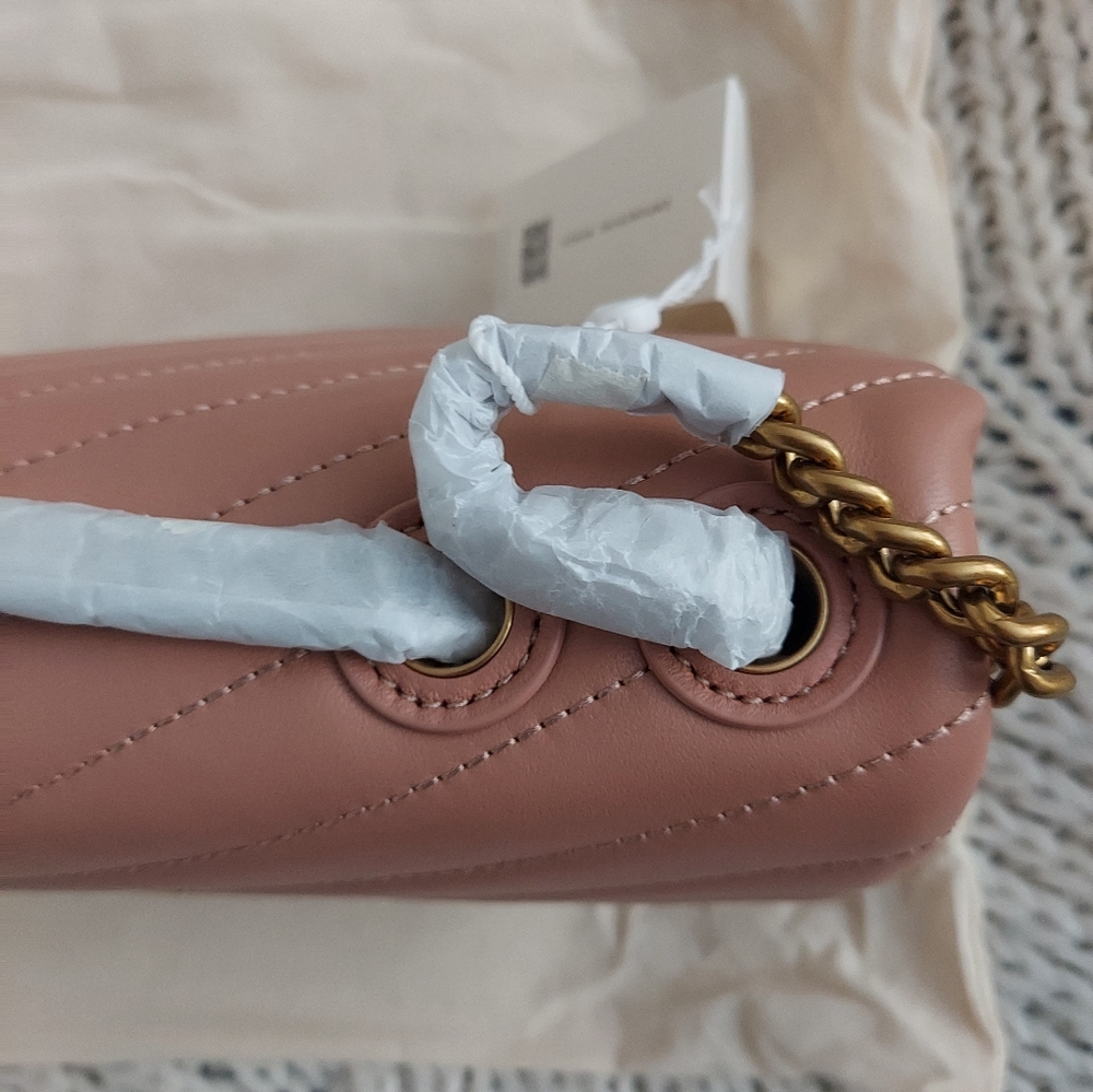 TORY BURCH New Kira Chevron Small Convertible Shoulder Bag - Pink - Picture 12 of 16